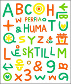 Colorful Alphabet Characters Collage Rug