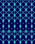 Cyan Lattice Floral Scroll Rug