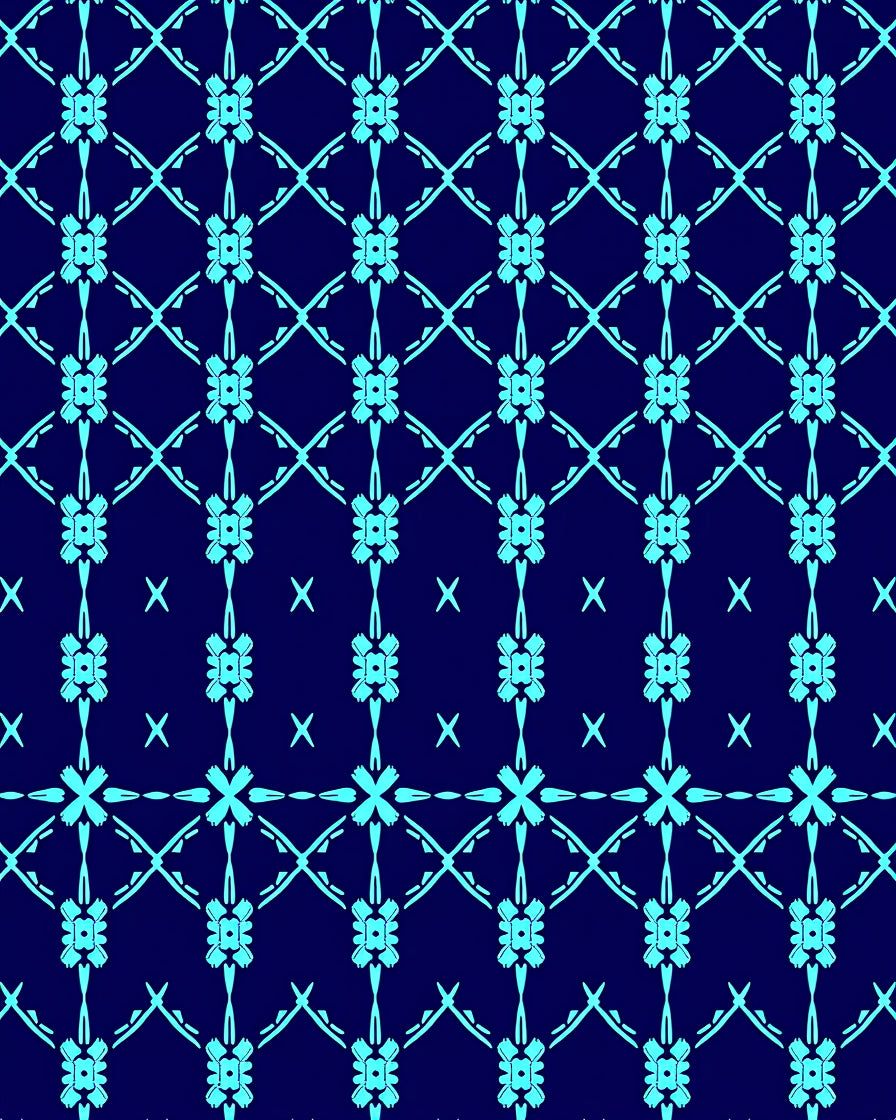 Cyan Lattice Floral Scroll Rug