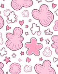 Pink Blossom Cloud Hearts Stitched Rug