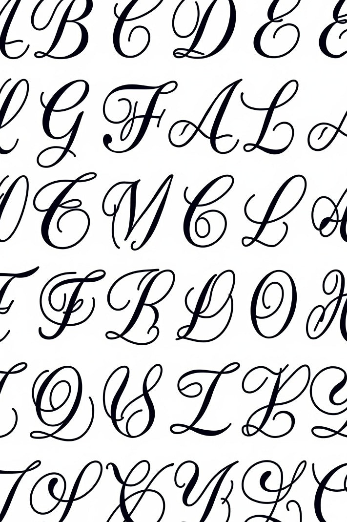 Elegant Black Script Alphabet Collection Rug