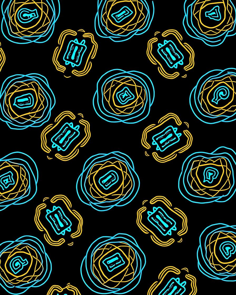 Turquoise Yellow Abstract Swirl Medallions Rug