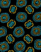 Turquoise Yellow Abstract Swirl Medallions Rug