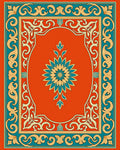 Ornate Floral Medallion Teal Golden Rug