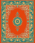 Ornate Floral Medallion Teal Golden Rug