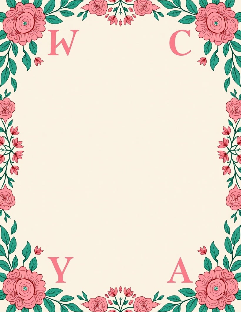 Pink Cherry Blossom Garland Border Rug