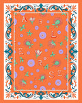 Orange Floral Alphabet Border Rug
