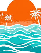 Sunset Palms Ocean Waves Rug