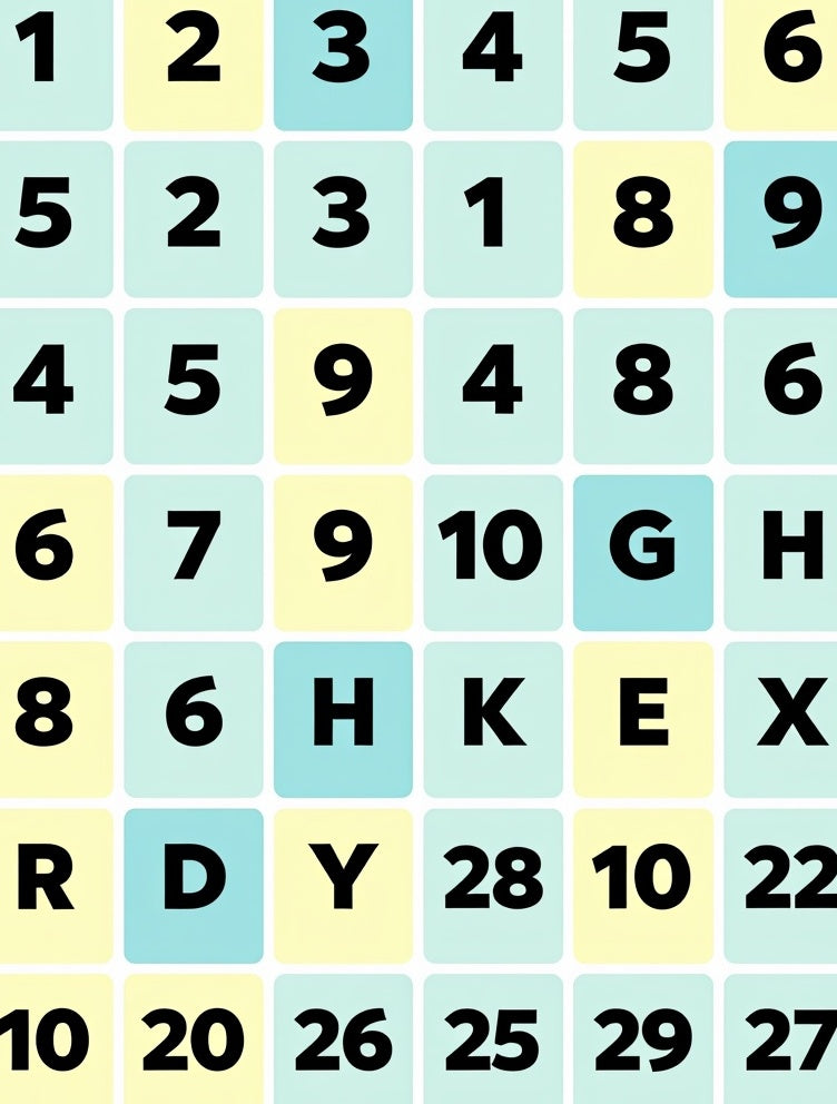 Grid Number Letter Arrangement Rug
