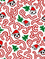 Red Candy Cane Christmas Panda Faces Rug