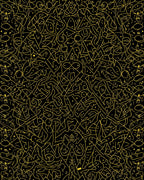Golden Abstract Chaotic Scribble Rug
