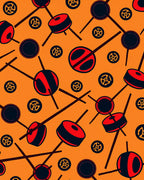 Orange Red Black Geometric Object Play Rug