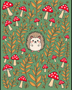 Whimsical Hedgehog Forest Mushroom Collection Rug