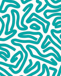 Teal Abstract Continuous Line Rug