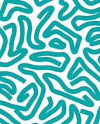 Teal Abstract Continuous Line Rug