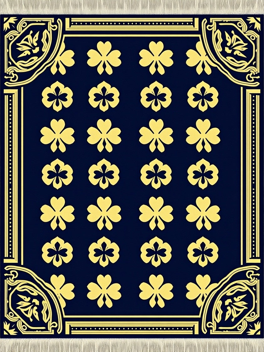 Gold Clover Navy Four Leaf Rug