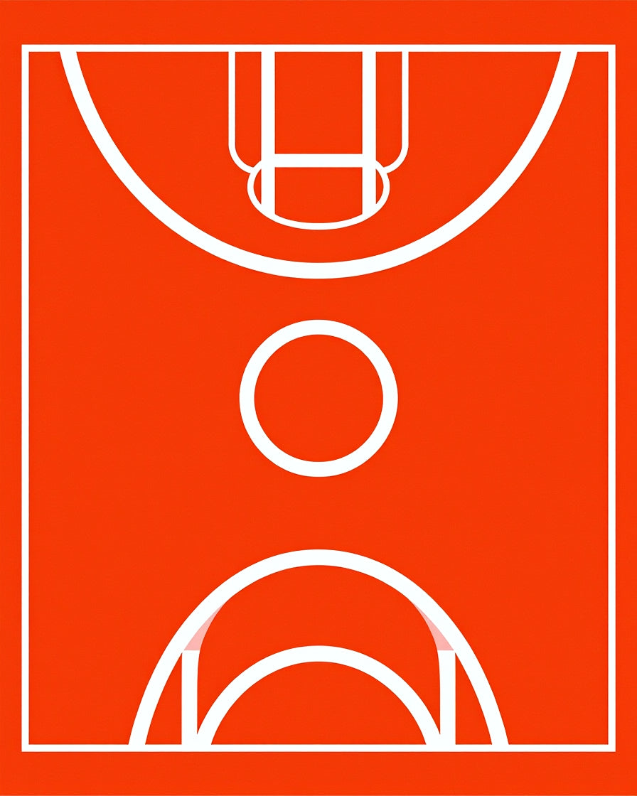 Vibrant Orange Court Lines Rug