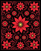 Bold Red Floral Scrollwork Rug