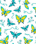Teal Yellow Butterfly Swirl Art Rug