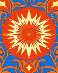 Vibrant Orange Sunburst Swirl Rug