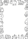 Whimsical Creature Border Monochrome Illustration Rug
