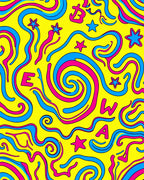 Vibrant Yellow Swirl Star Wonder Rug