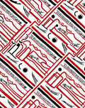 Red Black Abstract Linear Geometric Rug
