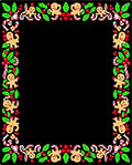 Festive Gingerbread Candy Cane Holly Border Rug