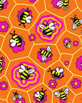 Whimsical Yellow Bee Honeycomb Graphic Rug