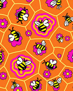 Whimsical Yellow Bee Honeycomb Graphic Rug
