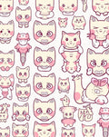 Whimsical Pink Cat Faces Collage Rug