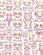 Whimsical Pink Cat Faces Collage Rug