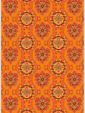 Crimson Orange Floral Tessellation Rug