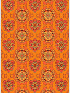 Crimson Orange Floral Tessellation Rug