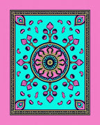 Turquoise Pink Yellow Mandala Sun Rug