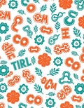 Orange Teal Alphabet Floral Whimsical Rug