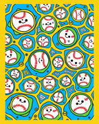 Whimsical Happy Baseball Collage Rug