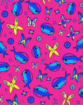 Vibrant Pink Butterfly And Fish Accents Rug