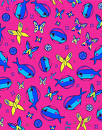Vibrant Pink Butterfly And Fish Accents Rug