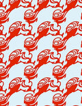 Vibrant Red Stylized Abstract Forms Rug