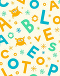 Playful Alphabet Owl Flower Collage Rug