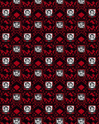 Bold Red Geometric Retro Square Rug