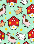 Farm Animals Red Barn Mint Background Rug