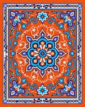 Terracotta Orange Blue Floral Medallion Splash Rug