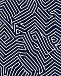 Navy White Abstract Maze Line Rug