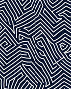 Navy White Abstract Maze Line Rug