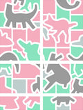 Pink Mint Gray Animal Blocks Rug