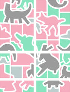 Pink Mint Gray Animal Blocks Rug