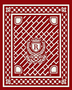 Crimson Laurel Crest Geometric Rug