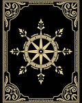 Ornate Golden Compass Emblem Rug